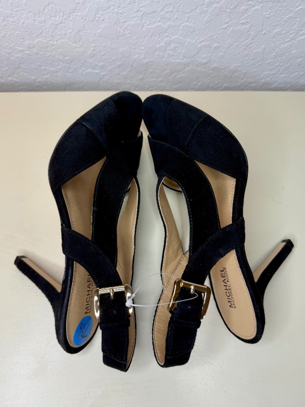 MICHAEL Kors Becky Singback Black Suede Heel Sandals, Size 7.5